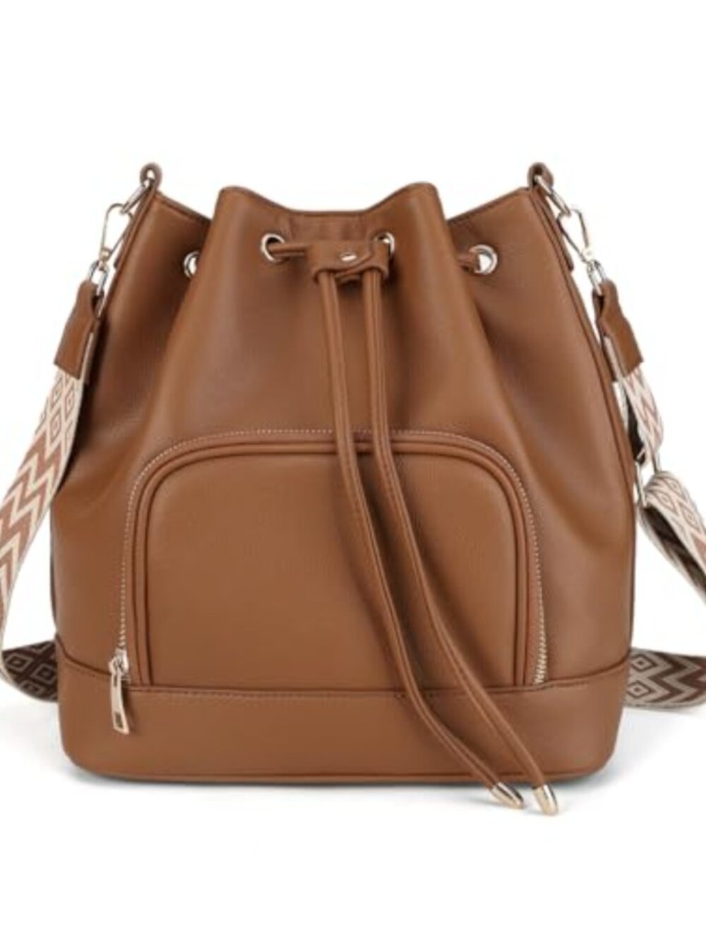 Faux Leather Bucket Crossbody Bag & Shoulder Purse for Women